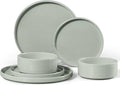E-far 6-Piece Stoneware Dinnerware Sets, Plates and Bowls Set for 2, Kitchen Modern Dishes Set for Everyday & Formal, Chip and Scratch Resistant, Microwave & Dishwasher Safe, Speckled Green