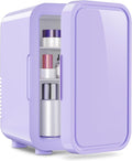 OSTBA Mini Fridge for Skincare, 6 Liter/8 Can 110V AC/DC Portable Thermoelectric Cooler Refrigerators for Bedroom, Skincare, Beverage, Office, Dorm Room and Car, Purple