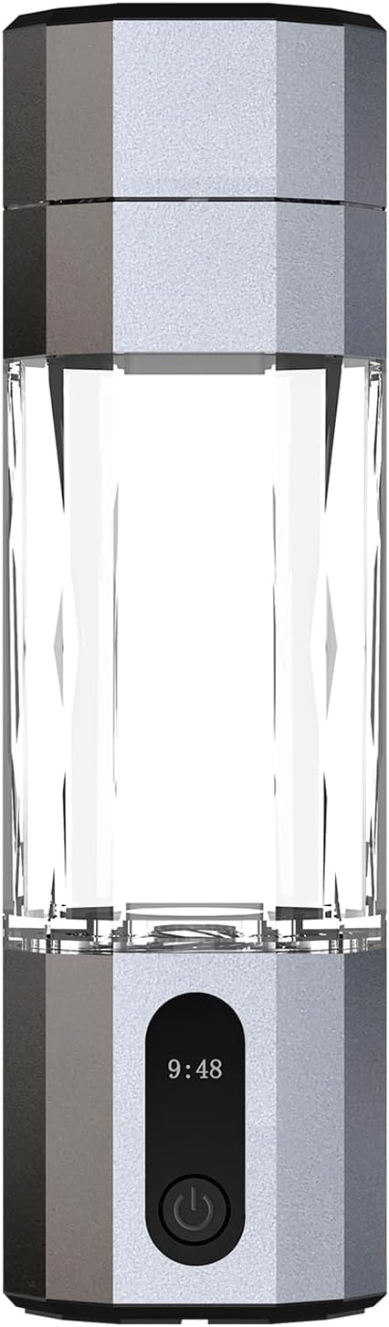 208ml Hydrogen Water Bottle Generator 6000-8000 PPB Portable Hydrogen Water Ionizer Machine with PEM Technology, Hydrogen Rich Water Glass Health Cup Grey