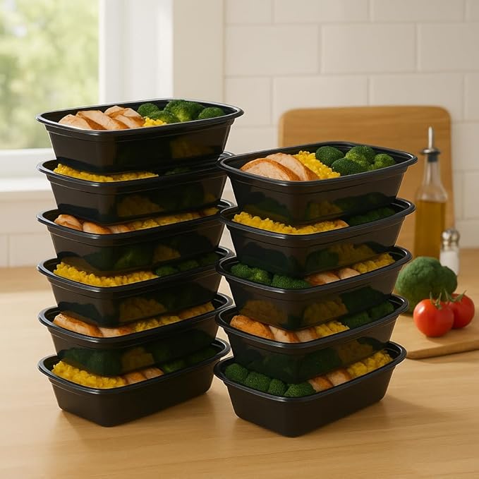 Ruthy's Outlet Square Food Storage W/Lids - Meal Prep Containers - Reusable, Stackable, 24 oz, 15 Pack
