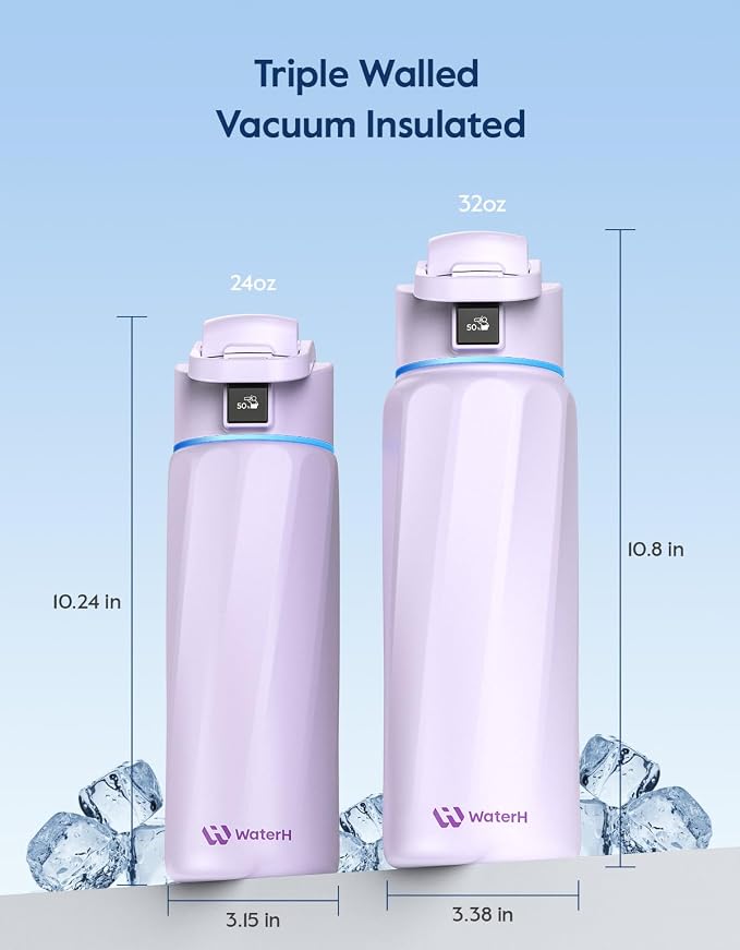 BOOST Smart Water Bottle with Reminder & Tracker, Double Wall Vacuum Insulated Bottles Stainless Steel, 32oz BPA-Free Wide Mouth for School, Gym, Office, Ideal for Father's Day