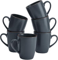 famiware Venus Coffee Mugs for 6, 13 oz Mug Set, Dringking Cup with Handle for Coffee, Tea, Cocoa, Milk, Charcoal