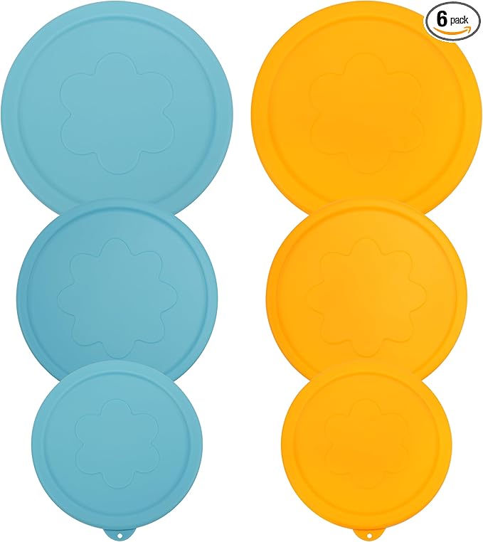 LUVCOSY 1 Cup 2 Cup 4 Cup Round Silicone Replacement Lids for Pyrex 7202-PC, 7200-PC, 7201-PC Glass Bowls, 6 Pack, Microwave & Dishwasher & Freezer Safe (Container not Included)