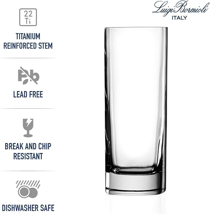 Luigi Bormioli Strauss Long Drink Glasses - Clear, Set of 6