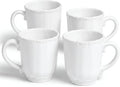 SANGO Bethany White Mugs Set of 4, 12 oz Stoneware White Coffee Mugs, Vibrant Ceramic Drinkware for Coffee, Tea or Cocoa, Durable Everyday Cups, Dishwasher & Microwave Safe, Kitchen Mug Set