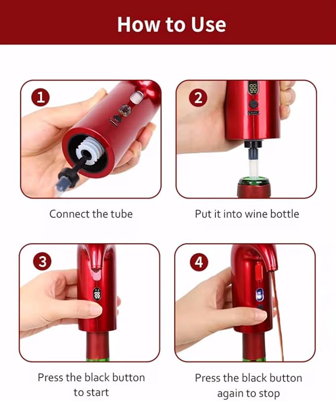 Hotool Electric Wine Aerator, Wine Decanter Pump Dispenser Gifts Set,Automatic Wine Aerator Pourer Spout. Wine Dispenser Pump, Wine Gifts Set for Wine Lovers