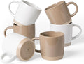 famiware Coffee Mugs for 6, 13 oz Mug Set, Dringking Cup with Handle for Coffee, Tea, Cocoa, Milk, Milkyway Serise, White+Cinnamon Brown