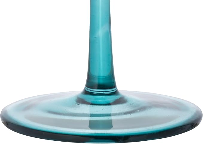 Creative Co-Op Hand Blown Stemmed Wine Glasses, 14 Ounces, 4 Assorted Colors Glassware, Multi (Pack of 6)
