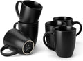 vancasso PLAYA Ceramic Coffee Mug Set of 6, 16 Oz Tea Cups with Handle for Latte, Tea, Cappuccino, Milk, Cocoa, Microwave&Dishwasher Safe, Black