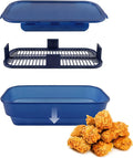COOK WITH COLOR Collapsible Batter Bowl - Mess Free Breading Shaker Container - Great for Fried Fish, Fried Chicken, Onion Rings, Wings & More, Navy