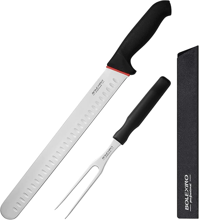 12" Carving Knife Set for Slicing, Sharp Premium Ham Slicer Knife, Great for Cut Roasts, Meats, Fruits and Vegetables