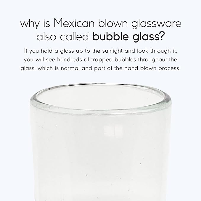 Clear 20 oz Tall Iced Tea Glasses (set of 6), Hand Blown Mexican Glassware, Recycled Glass Drinking Glasses, Lead-Free, Cocktail Margarita Glasses, Wine Glasses, Shot Glasses, Whiskey Glasses (IceTea)