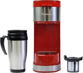 Kenmore Single Serve Coffee Maker – Compatible with Keurig K‑Cup Pods & Ground Coffee, One Cup Brewer, 6–12 Oz Brew Sizes, Travel Mug Friendly, Auto Shut‑Off, Hot & Iced Maquina de cafe, Red
