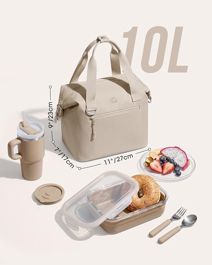 GLORIEROO Pastel Lunch Box Women | Insulated Soft Waterproof Leakproof Lunch Bag Cooler | Adjustable Strap | BPA-Free