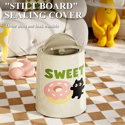 Plastic Trash can with lid, Universal Trash can, Weather-Resistant, Waste Sorting, for Bedroom, Study, Living Room(A,with lid)