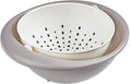 VECELO 2 In 1 Colander Strainer with Bowl Set, Fruit Vegetable Washing Colanders & Food Strainers, Heat-Resisted, Double Layer Colander for Kitchen for Pasta, Berry, Salads, Grey