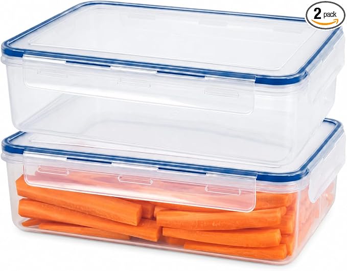 Tribello 140 oz Large Airtight Food Storage Containers with SnapTight Lids – Clear, Stackable, BPA-Free Meal Prep Containers for Kitchen, Freezer & Pantry – 2-Pack