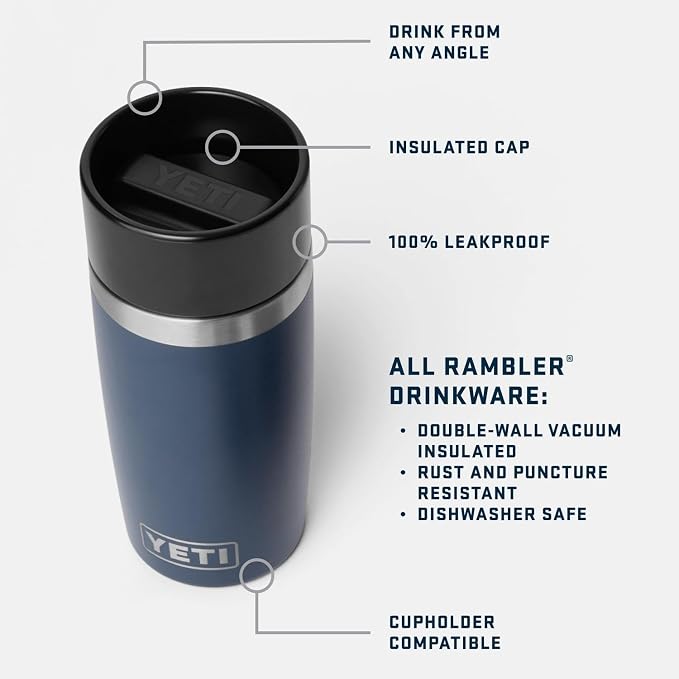 YETI Rambler 12 oz Travel Bottle, Stainless Steel, Vacuum Insulated with Leakproof Commuter Cap, Royal Blue