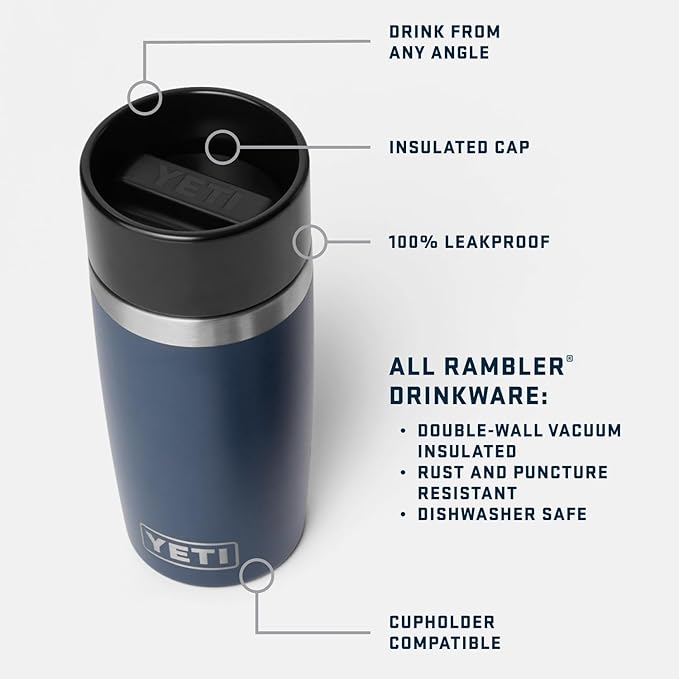 YETI Rambler 12 oz Travel Bottle, Stainless Steel, Vacuum Insulated with Leakproof Commuter Cap, Ridgeline