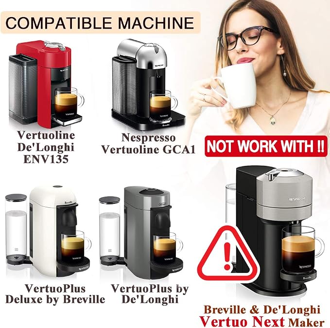 CAPMESSO Stainless Steel Reusable Coffee Capsule: Metal Refillable Coffee Pod Brewing Espresso - Compatible with Nespresso Vertuoline GCA1/ENV135/ENV150/BNV420 (2.4OZ-Double Espresso Cup(Small)