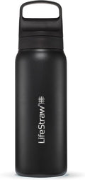 LifeStraw Go Series — Insulated Stainless Steel Water Filter Bottle for Travel and Everyday Use Removes Bacteria, Parasites and Microplastics, Improves Taste, 24 oz, Nordic Noir