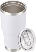 30 oz Tumbler with Lid Stainless Steel Tumblers Vacuum Insulated Cup Reusable Powder Coated Travel Mug Double Wall Leak Proof Portable Cups Keep Cold Drinks for 12 Hours, White, 1 Pack