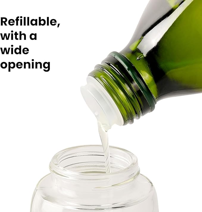 Mistifi Premium Oil Sprayer & Oil Dispenser Set – Elegant Glass Olive Oil Spray Bottle with Drip-Free Pour Spout, Refillable BPA-Free Kitchen Oil Control Set for Air Fryer, Salad, BBQ (Black Set)
