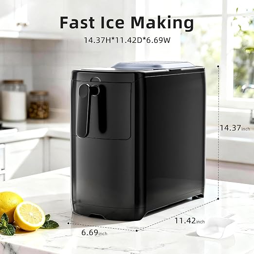 Antarctic Star Portable Ice Maker Countertop, 18Lbs/24H Self-Cleaning Ice Machine with One-Touch Operation & Ice Scoop Included, for Home Kitchen Office, Black