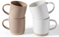 famiware Coffee Mugs for 4, 13 oz Mug Set, Dringking Cup with Handle for Coffee, Tea, Cocoa, Milk, Milkyway Serise, White+Cinnamon Brown