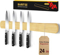 Swaitee Magnetic Knife Holder for Wall, 24 Inch Large Bamboo Magnetic Knife Strip, Kitchen Storage Organizer, Fridge Side Mount, Housewarming Gifts for New Home