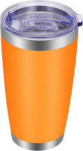 VEGOND 20oz Tumbler with Lid and Straw Stainless Steel Tumbler Cup Vacuum Insulated Double Wall Travel Coffee Mug Powder Coated Coffee Cup, Orange, 1 Pack