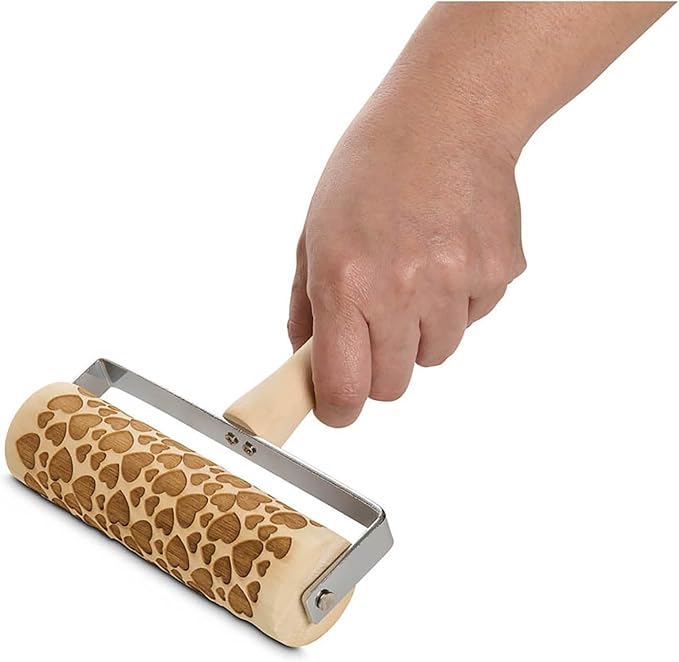 Mrs. Anderson’s Baking Mini Embossing Rolling Pin, Hearts Design, Poplar Wood and Chrome-Plated Iron