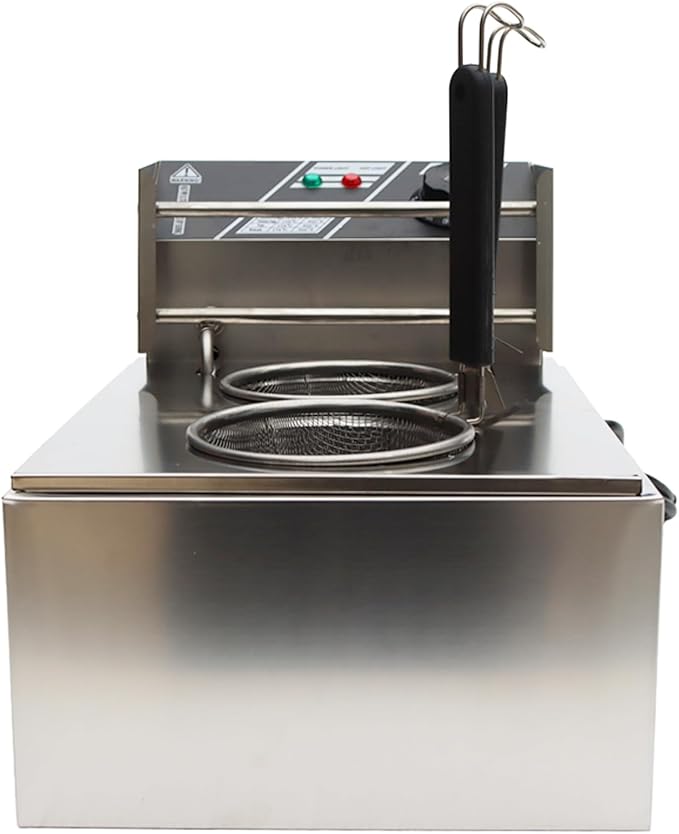 INTBUYING Electric Noodle Maker 2 Hole Commercial Pasta Maker 5 Ring Heating Tube with 2 Baskets for Restaurants Shop 110V 1700W 10L Capacity