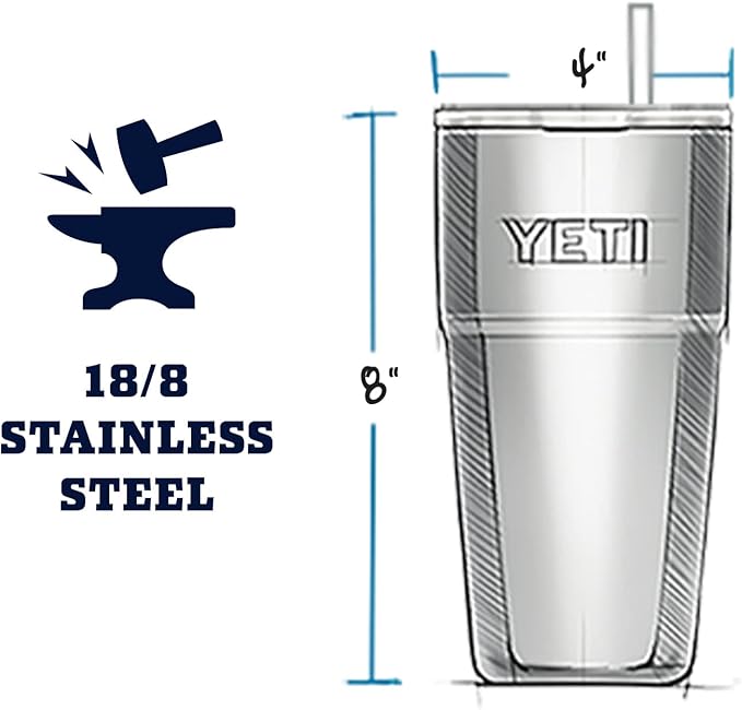 YETI Rambler 26 oz Straw Cup, Vacuum Insulated, Stainless Steel with Straw Lid | Vacuum Insulated
