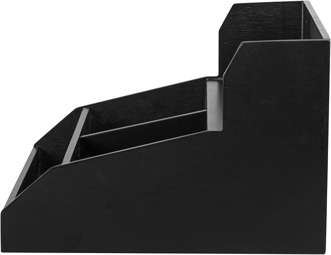Restaurantware-15 x 14.25 x 9.25 Inch Coffee Condiment Organizer, 1 Countertop Tea Station Organizer - 3 Shelf, Heavy-Duty, Black Bamboo Coffee Bar Holder, For Breakrooms, Offices, or Homes,