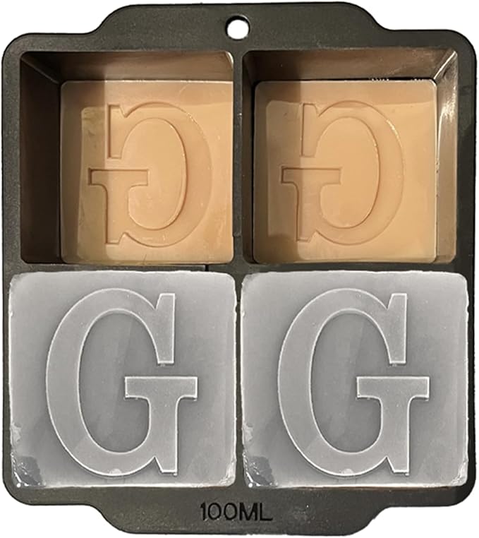 Monogrammed Ice Cubes Mold with Lid, 2 inch Whiskey Ice Cube Tray, Personalized Initials Silicone Cocktail Ice Cube Mold, Wedding Monogram, Thank You Gift, Gifts for Dad (Letter G)