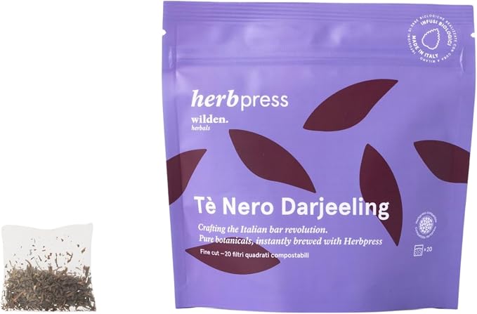 Botanical Infusion Starter Kit – HerbPress Stainless Steel Filter 5 for Espresso Machines + Wilden.herbals Relaxing Herbal Teas (Mint and Green Tea & Darjeeling Black tea, 40 Count)