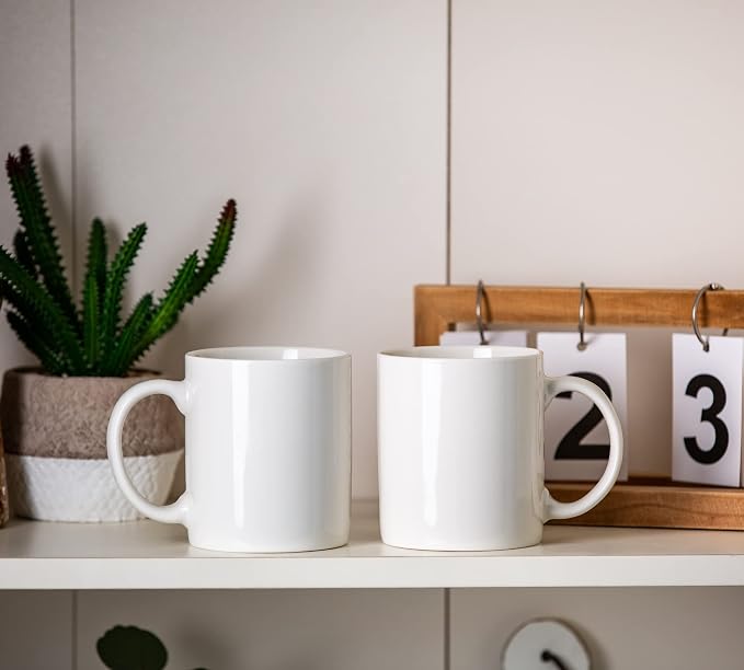GBhome 12 OZ Off White Coffee Mugs, Ceramic Coffee Mugs with Large Handle for Man, Woman, Light Weight Coffee Mugs Set of 12 for Latte/Cappuccino/Cocoa/Milk, Dishwasher & Microwave Safe