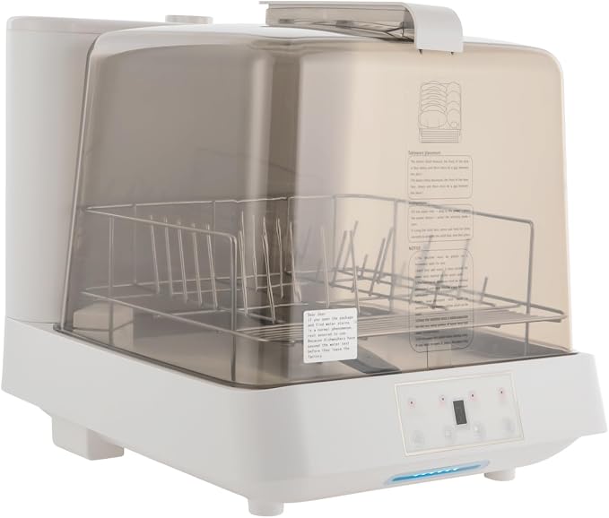 Portable Countertop Dishwasher, Mini Automatic Dishwashing with 1.59Gal Water Tank & 360° Rotating Spray & 3 Washing Programs, Counter top Dishwash for Apartments, Dorms, RVs