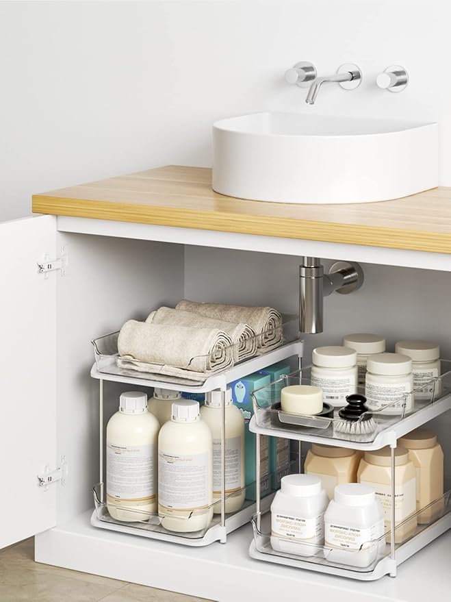 Delamu Bathroom and Kitchen Organizers and Storage, Under Sink Organizers and Storage White - Over the Door Pantry Organizer White