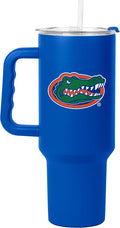 Logo Brands NCAA 40 oz Tumbler with Handle -Stainless Steel Insulated Travel Tumbler with Straw Lid – Powder Coated, Leak-Resistant, Keeps Drinks Hot/Cold – Great for Tailgating, or Everyday Use
