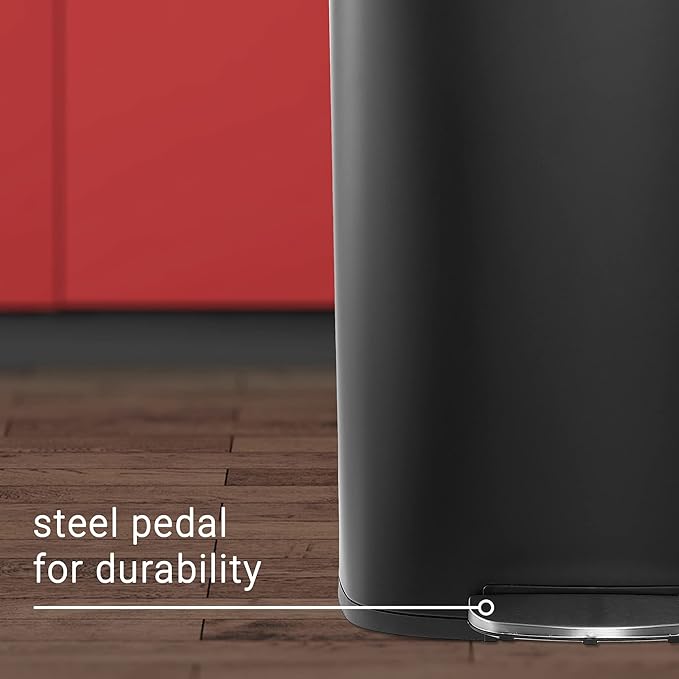 happimess HPM1006B Connor Rectangular 13-Gallon Trash Can with Soft-Close Lid and Free Mini Trash Can, Fingerprint Resistant, Modern, Minimalistic for Home, Kitchen, Office, Bathroom, Black
