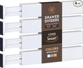 4-Pack Bamboo Drawer Dividers - 12.2 to 17.3 Inches Deep, 2.6 Inches High, Adjustable Expandable Drawer Organizer Dresser Separator for Clothes, Utensils, Kitchen, Bathroom, Office Storage, White