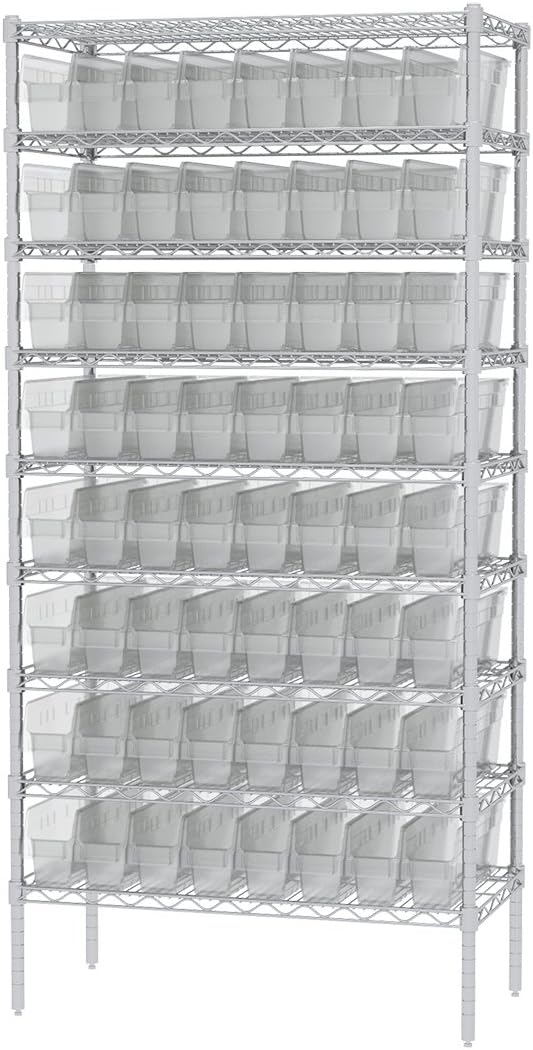 Akro-Mils 30048 Plastic Nesting ShelfMax Storage Bin Box, (18-Inch x 4-Inch x 6-Inch), Clear, (8-Pack)