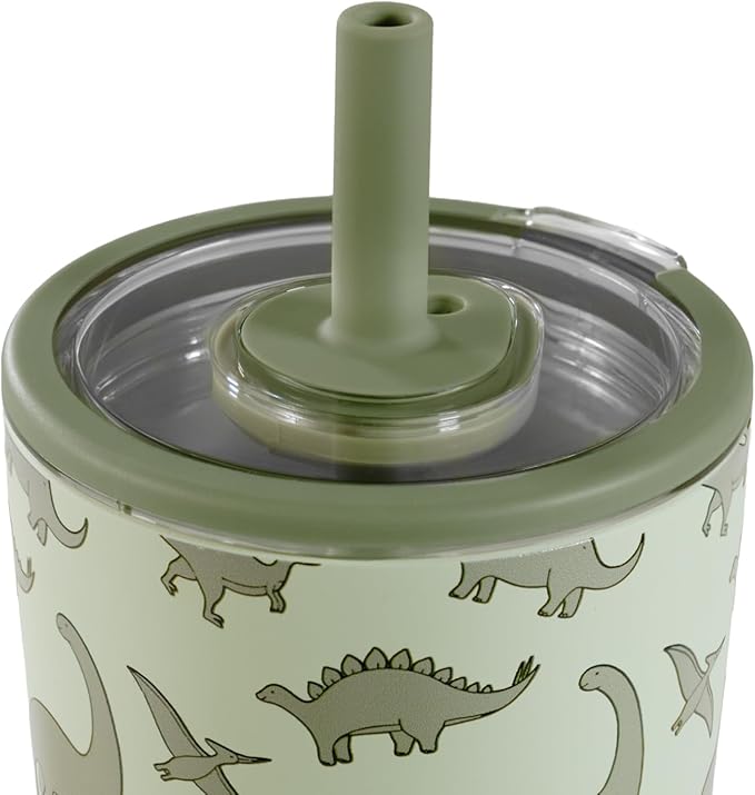 HydroJug Everyday Tumbler 14 oz, Ceramic-Lined Straw Cup, Dinosaur