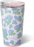 Swig Life 24oz Party Cup, Stackable Insulated Travel Coffee Tumbler with EZ Slider Lid, Cup Holder Friendly Travel, Stainless Steel 24 oz Tumbler, Reusable Mug (Hydrangeas)