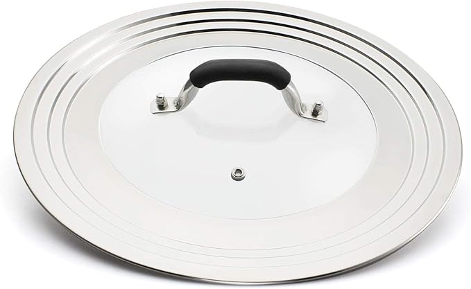 15 inch Large Universal Lid for 11-15" Pans Pots, Stainless Steel Pan Lid Cover for 11 12 13 14 15 In Cast Iron Skillets Frying Pans Woks