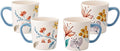 Bico Blossom Symphony Ceramic Coffee Mugs Set of 4, 18 oz Large Tea Cups with Handle, Aesthetic Latte Mugs for Cappuccino Cocoa, Lead-Free, Dishwasher and Microwave Safe, Housewarming Gift