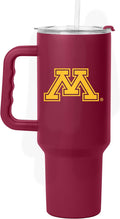 Logo Brands NCAA 40 oz Tumbler with Handle -Stainless Steel Insulated Travel Tumbler with Straw Lid – Powder Coated, Leak-Resistant, Keeps Drinks Hot/Cold – Great for Tailgating, or Everyday Use