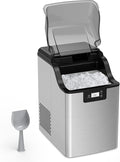Acekool Nugget Ice Maker, Pebble Ice Maker Machine, 30lbs Per Day, 3Qt Water Reservoir & Self-Cleaning, Stainless Steel Finish Ice Machine for Home Office Bar Party, Silver